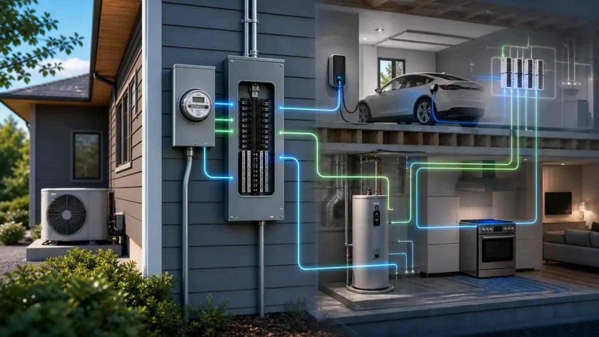 Residential electrical panel and service feed in a home