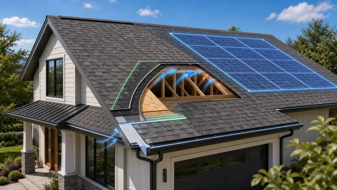 Roofers installing a new roof on a residential home